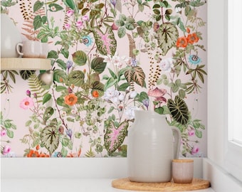 Spring Cottage Floral Drawer Liner 'Petal Pink' // Peel & Stick Self Adhesive Paper OR Smooth Pre-Pasted Wallpaper 3-6-9-12ft L Rolls