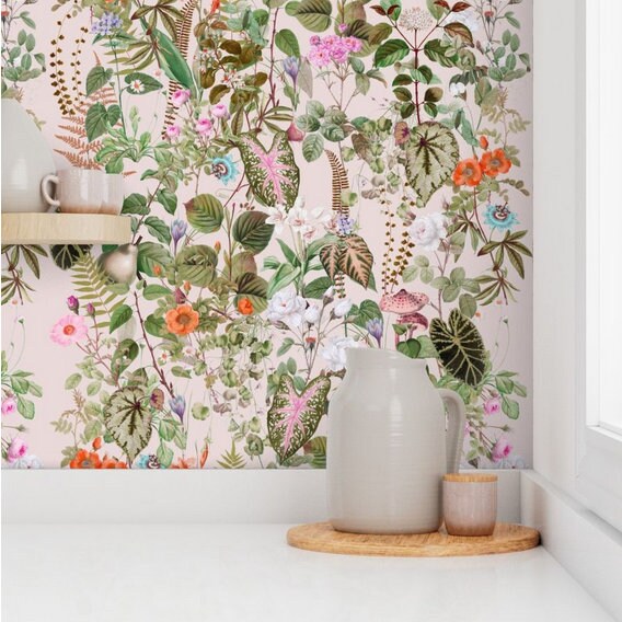 Sage Pink Floral Contact Paper | Peel And Stick Wallpaper | Removable  Wallpaper | Shelf Liner | Drawer Liner | Peel and Stick Paper 363