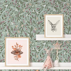 Sage Floral Wallpaper: Tangled Heather Botanical Drawer Liner Paper Peel and Stick or Non Adhesive image 7