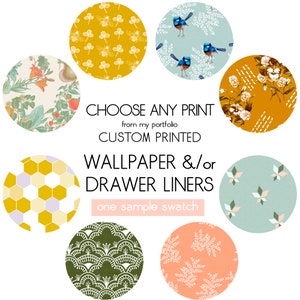 SAMPLE Any Print Drawer Liner Paper Eco Friendly Peel & Stick Self Adhesive Paper or Smooth Water Activated Wallpaper, Swatch Size 12x24"