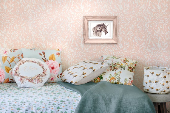 Tangled Peach Drawer Liner Paper Pastel Botanical Nursery Eco Etsy