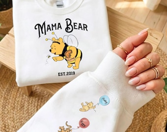 Bluza z nadrukiem Mama Bear Honey Bee z imionami dla dzieci, prezent na Dzień Matki dla babci i mamy