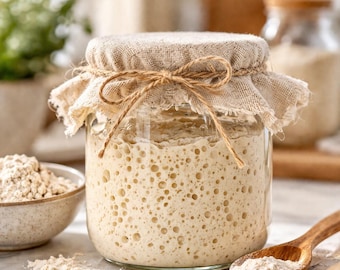 Receta de masa madre en PDF / Masa madre casera fácil / Ideal para principiantes / Descarga instantánea