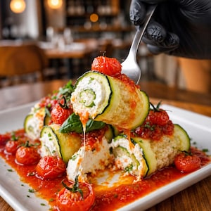 Mediterranean Creamy Burrata Stuffed Zucchini Rolls Recipe PDF | Family Dinner Idea | Mediterranean Diet Recipe Download