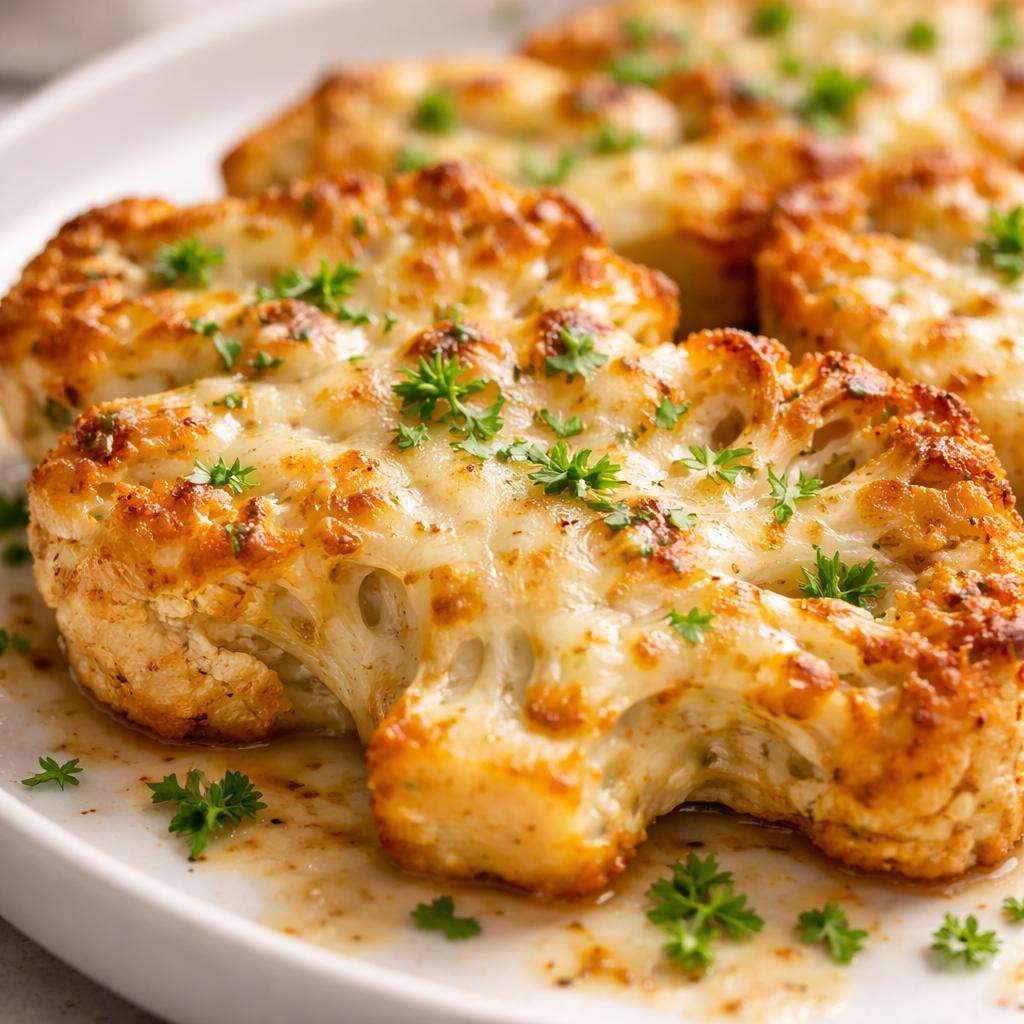 Golden Crusted Cheesy Cauliflower Steaks Recipe PDF | Vegetarian Dinner ...