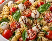 Caprese Pasta Salad Recipe PDF | Easy Fresh Italian Salad | Tomato Mozzarella Basil Pasta | Quick Healthy Lunch Recipe