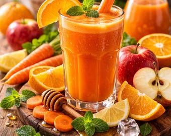 Healthy Homemade Juice Recipe PDF | Easy Detox Drink | Carrot Apple Orange Juice | Fresh Natural Drink | Instant Download