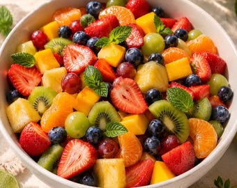 Summer Fruit Salad Recipe PDF, Healthy Dessert Printable, Fresh Brunch Fruit Bowl, Picnic Fruit Recipe Download