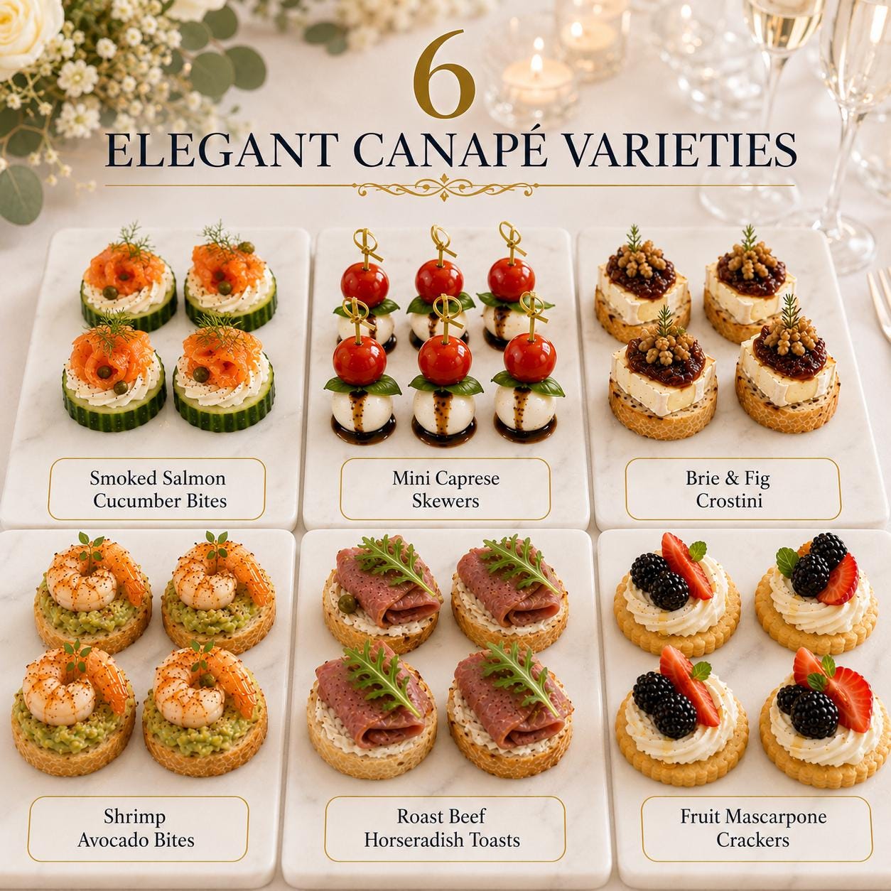 Small Canapes Elegant Party Canapes Recipe PDF | Easy Appetizers Ideas | Premium ...
