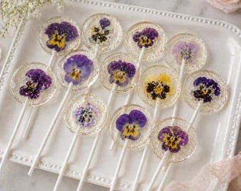 Wedding Candy Floral Pansy Lollipops Recipe PDF, Bridal Shower Favor Printable, Birthday Party Treat, Edible Flower Lollipop Recipe