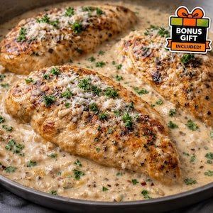 Creamy Garlic Parmesan Chicken Recipe | Easy One Pan Dinner (PDF Download)