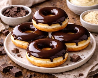 Receta de las mejores donas de crema keto en PDF / Donas bajas en azúcar, bajas en carbohidratos, sin gluten y aptas para diabéticos con chocolate negro / Descarga instantánea