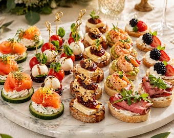 Elegant Party Canapes Recipe PDF, Wedding Appetizers Printable, Bridal Shower Finger Food, Birthday Party Snacks