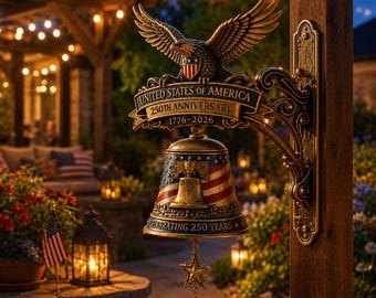USA 250th Anniversary Door Bell, Patriotic Eagle Resin Doorbell, Vintage Front Porch Decor, Independence Day Gift