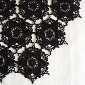 Black stars crochet table runner / centrepiece - new, handmade