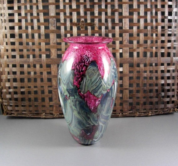 Stunning Robert Eickholt Art Glass Vase Script Signed Etsy