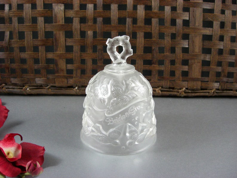 Fenton Crystal Satin Glass Bride And Groom Wedding Bell Etsy