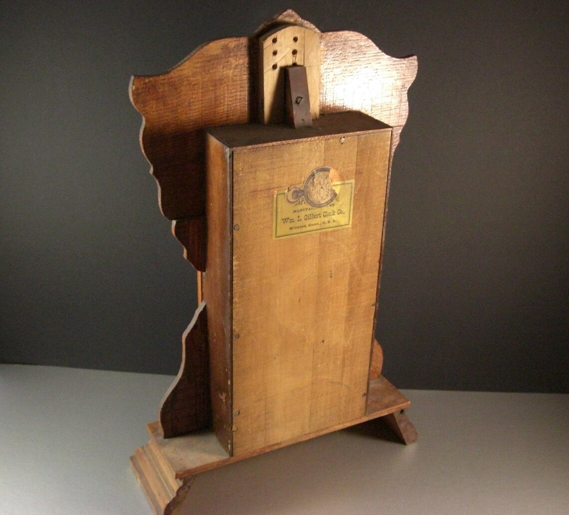 Antique Gilbert Pressed Oak Kitchen Clock Etsy