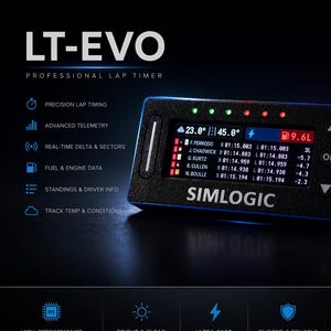 SIMLOGIC LT-EVO Professional Sim Racing Lap Timer Display - SimHub Compatible Motorsport inspired