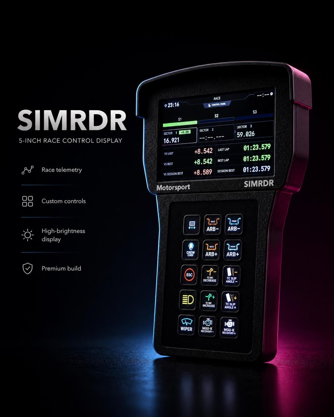 Sim Racing Telemetry Display 5 Inch, Simhub Dashboard & Proximity Radar ...