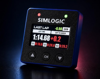 Mini Sim Racing Lap Timer Touchscreen, Compact SimHub Display for iRacing ACC LMU, GT3 Style Dash — SimLogic LT-Evo mini