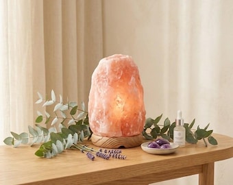Natural Himalayan Salt Lamp 3.3–4.4 lbs Pink Crystal Rock Salt Night Light Handmade Electric Cord Lamp with Bulb Home Decor & Wellness Gift