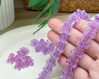 11 × 11/13 × 14 mm Couronne violette transparente, perles Puakalaunu en résine violette, perles de fleurs hawaïennes, pour sac à main/collier/lei de voiture