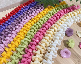 23×15mm Short-stem Puakenikeni Flower Beads,Waterproof Resin Puakenikeni Beads,White/Yellow Hawaiian Flower,Garland/Purse Lei/Car Lei Making
