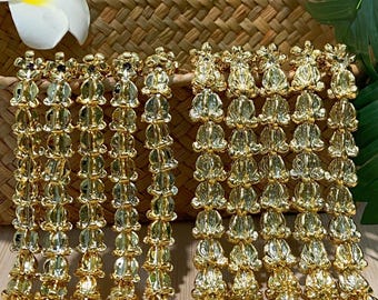 11×11/13×14mm Gold Crown Flower Bead,Lightweight Resin Electroplating,Hawaiian Flower Beads,Gold Puakalaunu,Purse/Necklace/Car Lei Making