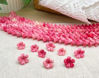 12×14/15×17mmPink Hawaiian Plumeria Beads,Waterproof Resin Fuchsia Plumeria Beads,Hawaiian Flower Beads,For Garland/Purse Lei/Car Lei Making