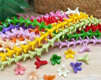 18 × 19 mm MultiColor Pakalana Blumenperlen,Wasserdicht Harz Coral Pakalana,Hawaii Lei,Weiß Grün Gelb Rot Pink Lila Pakalana,Car Lei