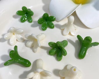 18×19mm MultiColor Pakalana Flower Beads,Waterproof Resin Coral Pakalana,Hawaiian Lei,White Green Pakalana,Garland/Purse Lei/Car Lei Making