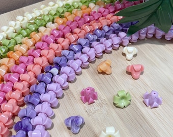 14x17mmShort Puakenikeni Flower Beads,Waterproof Resin Puakenikeni Beads,White Yellow Pink OrangeGreen,Colorful Hawaii Flower,For Lei Making
