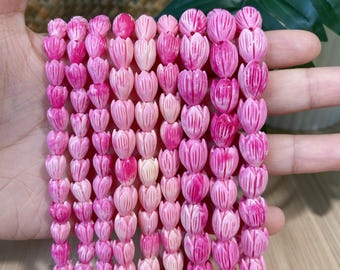 Variegated Pink Pikake Beads,Waterproof Composite Resin Jasmine Flower Beads, Carved Hawaiian Flower, Pikake Beads Wholesale,For Lei Making