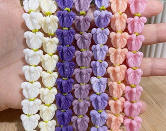 13x14mm Hand-Painted Crown Flower Beads, WATERPROOF Resin & Coral Hawaiian Flower Beads, For Lei Making, Hat/Car/Bag Lei, Graduation Gift
