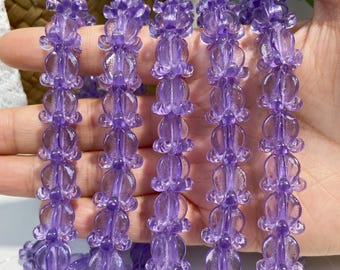 Transparent Purple Hawaiian Crown Flower Bead,Waterproof Resin Puakalaunu,Purple Crown Flower,For Graduation&Wedding,Car Lei Making,11×11mm