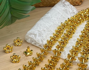 13 × 15mmGold Puakenikeni Perlen, Harz & Korallenpulver Puakenikeni, hawaiianische Blumenperlen, wasserdichtes Puakenikeni, Anhänger / Ohrringe / Halskettenherstellung