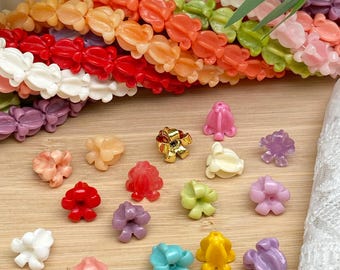 Perle de fleur hawaïenne imperméable 11 x 11 mm, Puakalaunu en résine colorée, couronne de fleur blanche/rose/violette, pour l'obtention du diplôme et le mariage, fabrication de colliers de décoration de voiture