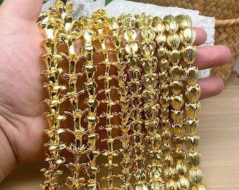 Gold Pikake/ Crown Flower/ Pakalana/ Puakenikeni Beads,Lightweight Resin Electroplating,Hawaiian Lei,Garland/Purse Lei/Car Lei Making