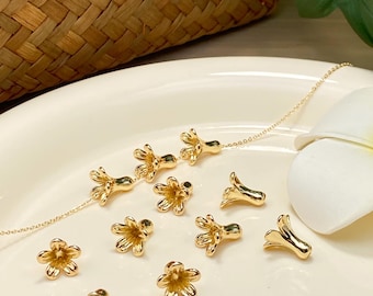 11×10mmGold Pakalana Flower Beads,Zinc Alloy,Hawaiian Flower Beads,Waterproof Gold Pakalana,Pendant/Earrings/Necklaces Making,For Lei Making