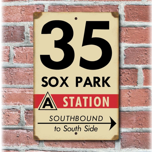 Retro 1960's Chicago Transit Sign to Sox Comiskey Park