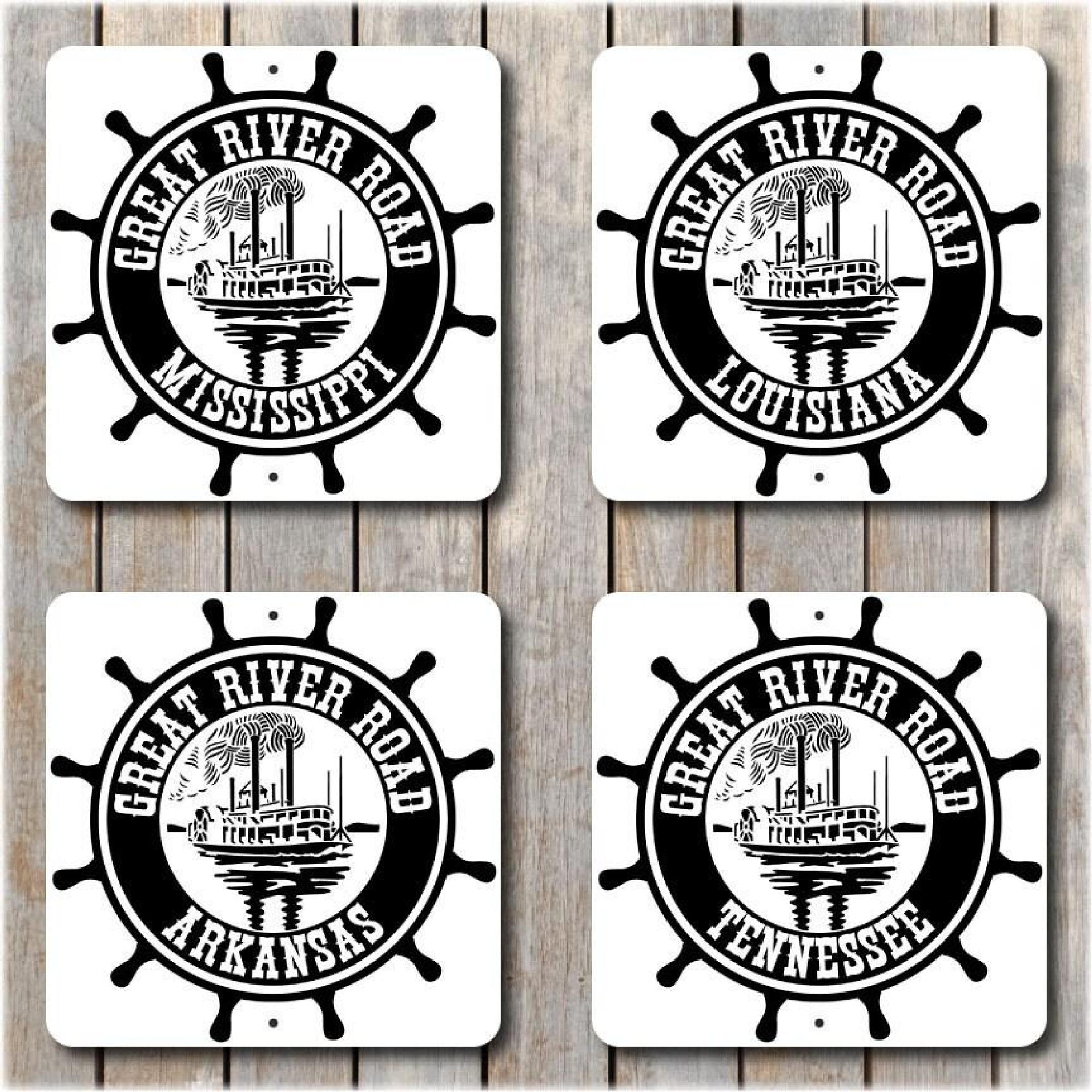 Great River Road Metal Sign, Black White Aluminum Wall Sign - Etsy