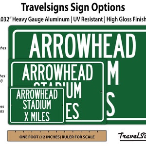 Personalized Highway Distance Sign To: Arrowhead Stadium, Home of the Kansas City Chiefs image 2