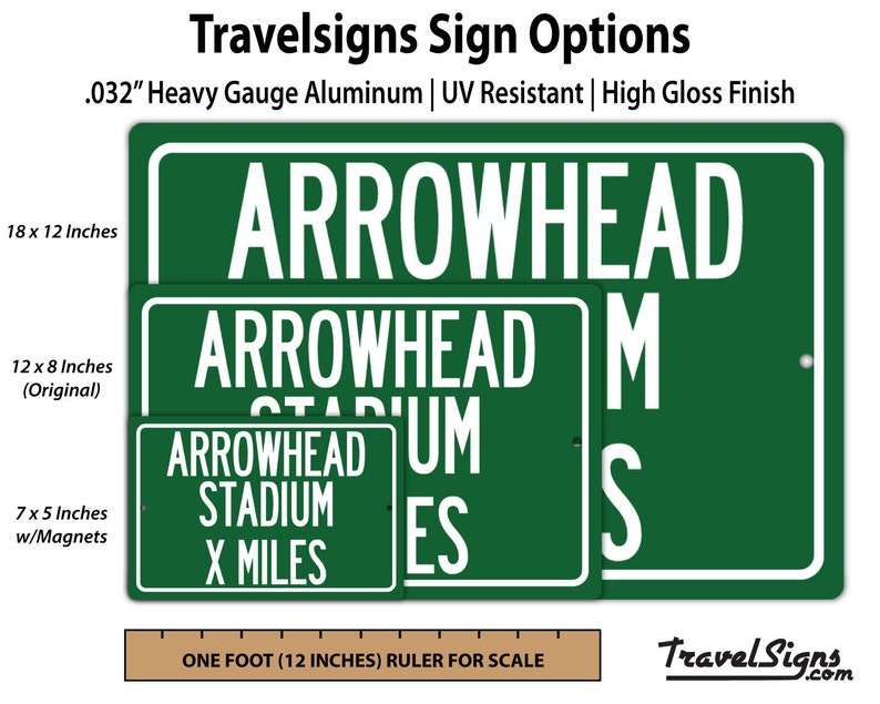 Personalized Highway Distance Sign To: Arrowhead Stadium, Home of the Kansas City Chiefs image 2