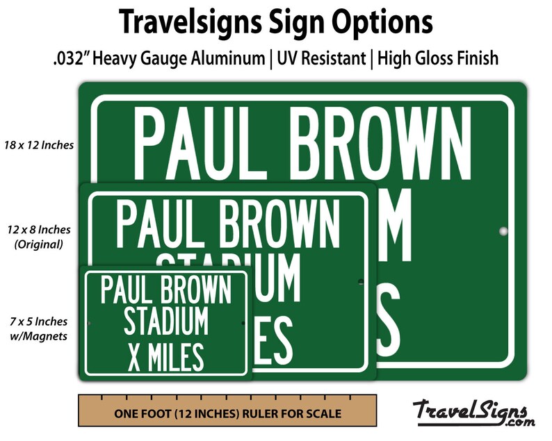 Personalized Highway Distance Sign To: Paul Brown Stadium, Home of the Cinncinati Bengals image 2