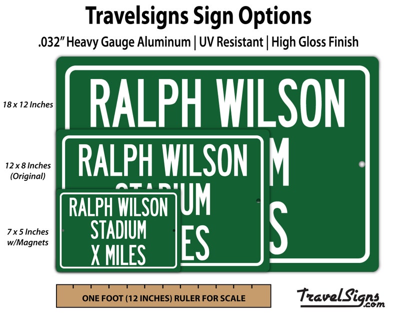 Personalized Highway Distance Sign To: Ralph Wilson Stadium, Previous Home of the Buffalo Bills image 2