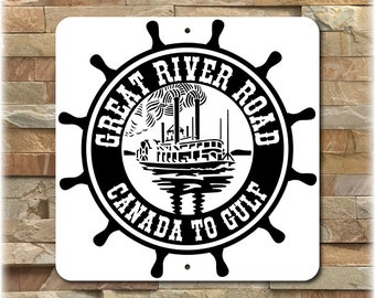 Retro Great River Road Sign