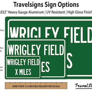 Personalized Highway Distance Sign To: Wrigley Field, Home of the Chicago Cubs image 2