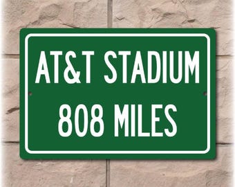 Personalized AT&T Stadium Distance Sign: Dallas Cowboys Fan Decor