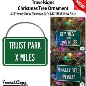 Truist Park Distance Sign: Green Sign with White Letters with Personalized Distance in Miles